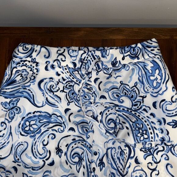 Talbots Satin Wide Leg Pants Painted Paisley Size P - Picture 4 of 11